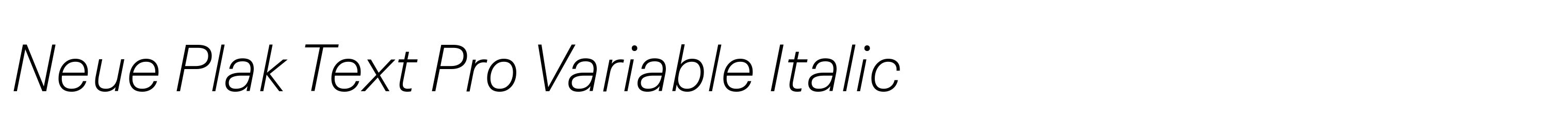 Neue Plak Text Pro Variable Italic